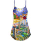 Lighthouse Santa Home Light V-Neck Sleeveless Cami Dress For Festive Events And Casual Summer Styling