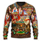 Christmas Poker Night Santa And Friends Sweater For Winter Parties Seasonal Adventures And Relaxed Everyday Styling