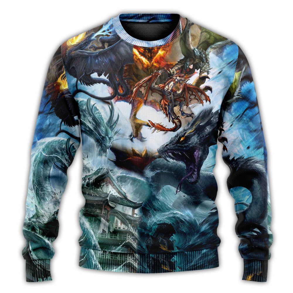 Epic Dragon Battle Fantasy Sweater For Animal Inspired Style Events And Comfortable Daily Wear