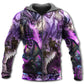 Purple Fantasy Dragon Skull Hoodie For Dark Themed Outfits Outdoor Trips And Casual Comfort