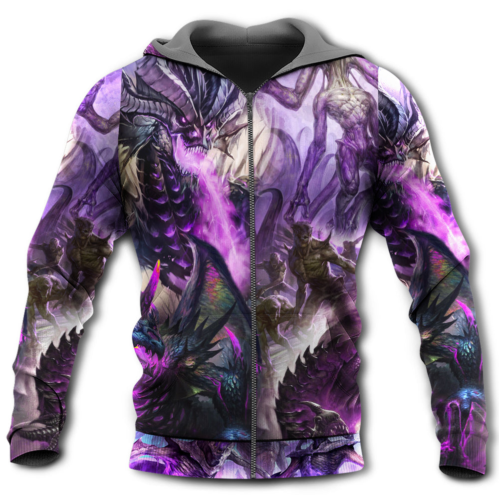Purple Fantasy Dragon Skull Hoodie For Dark Themed Outfits Outdoor Trips And Casual Comfort