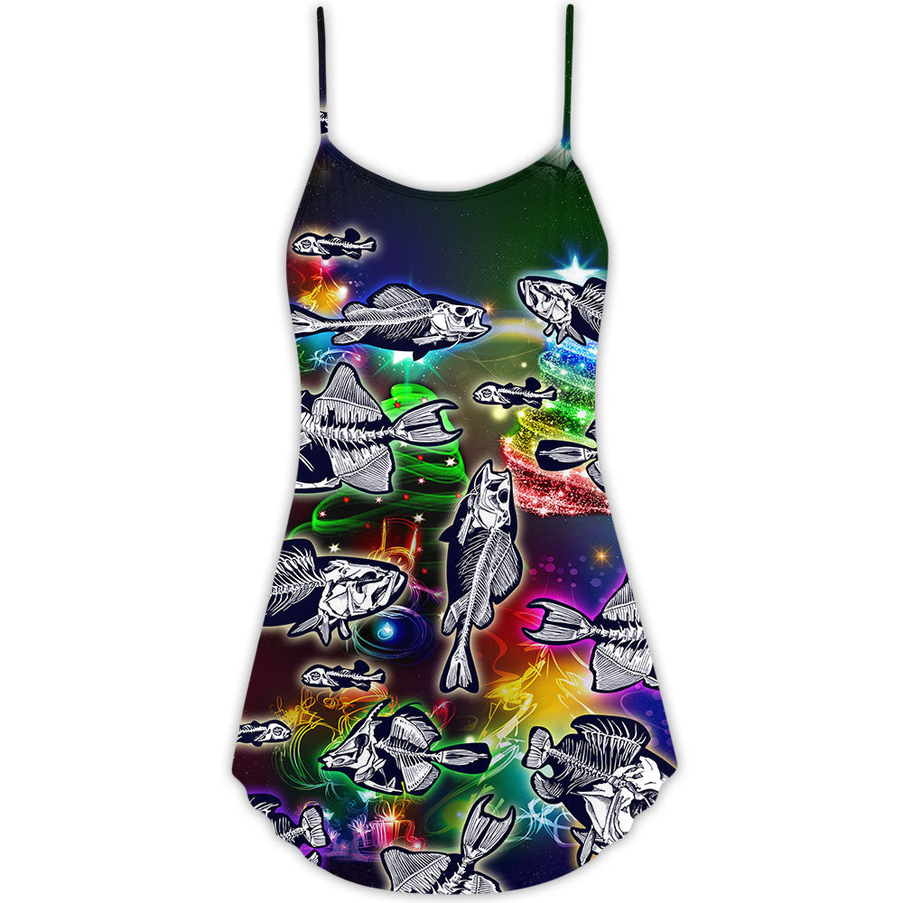 Fishing Merry Christmas Vibe – Women's Summer Sleeveless V-Neck Camisole Dress