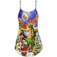 Christmas Island Aloha Holiday Vibes V-Neck Sleeveless Cami Dress For Festive Events And Casual Summer Styling
