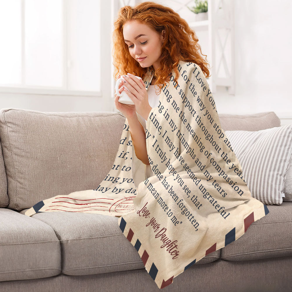Dear Mom Daughter Love Letter Flannel Blanket For Cozy Bedroom Sofa Decor