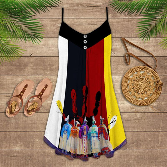 Tribal People Together Summer Vibes Limited – Women's Summer Sleeveless V-Neck Camisole Dress