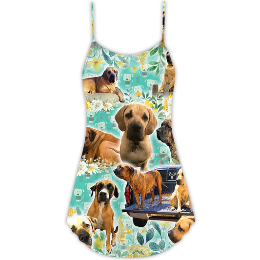 Dog Family Santa Merry Christmas Snow – Women's Summer Sleeveless V-Neck Camisole Dress