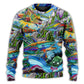 Hippie Colorful Shark Peace Sweater For Festival Adventures Vacations And Relaxed Daily Styling