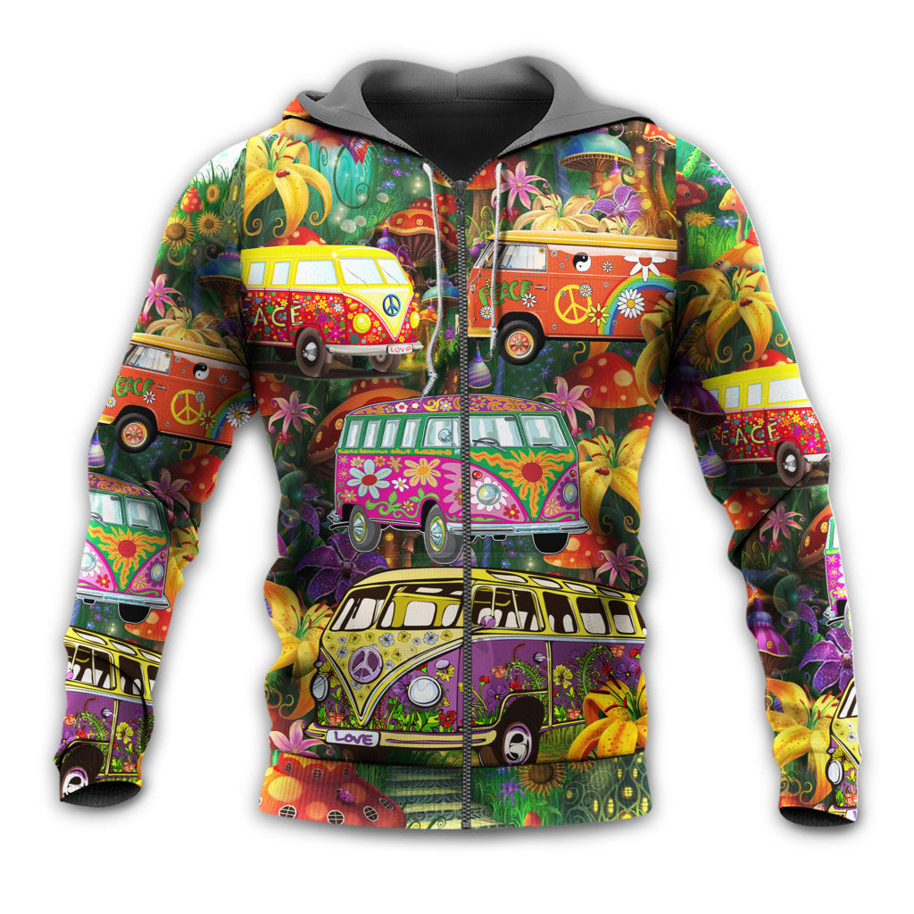 Hippie Colorful Peace Bus Life Hoodie For Free Spirit Outings Holidays And Relaxed Layering