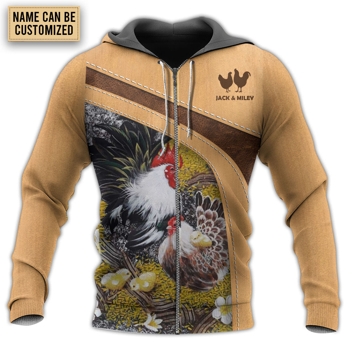 Old Rooster Chick Personalized Hoodie For Rustic Adventures Seasonal Travel And Gift Giving