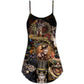 Steampunk Cat Stay Calm V-Neck Sleeveless Cami Dress For Summer Events And Comfortable Everyday Style