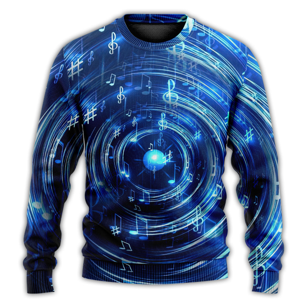 Music Neon Circle With Notes Sweater For Casual Wear Festivals Travel And Thoughtful Gifting