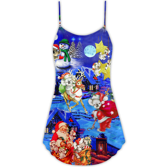 Koala Merry Christmas Cute – Women's Summer Sleeveless V-Neck Camisole Dress
