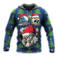 Christmas Skull Santa Hat Snow Hoodie For Christmas Events Holiday Travel And Comfortable Casual Outfits