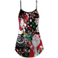 Snowy Day Santa Snowman V-Neck Sleeveless Cami Dress For Holiday Parties And Relaxed Vacation Wear