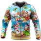Tropical Funny Christmas Santa Beach Vacation Hoodie For Christmas Gatherings Outdoor Trips And Relaxed Seasonal Style