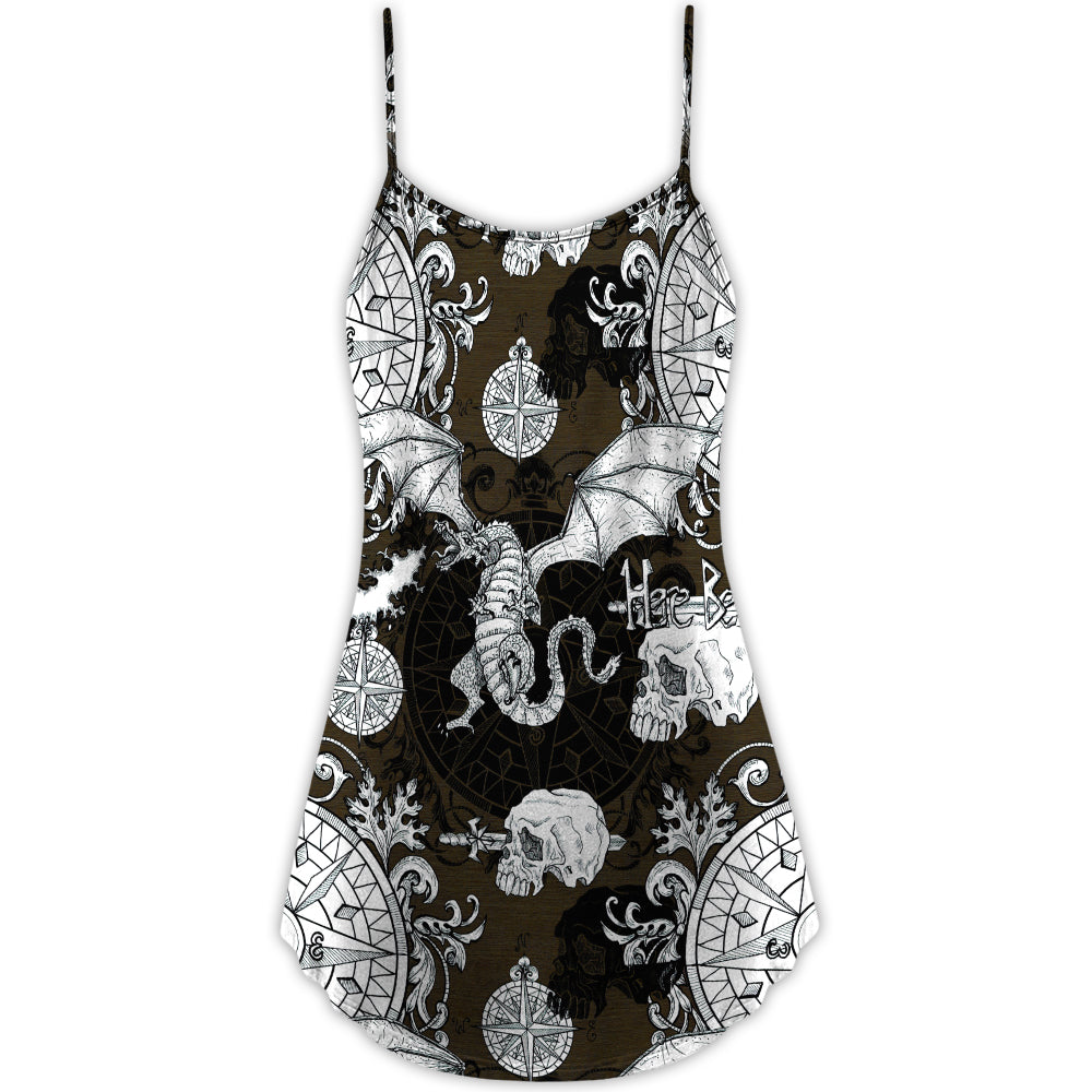 Dragon Flying Skull Gothic – Women's Summer Sleeveless V-Neck Camisole Dress