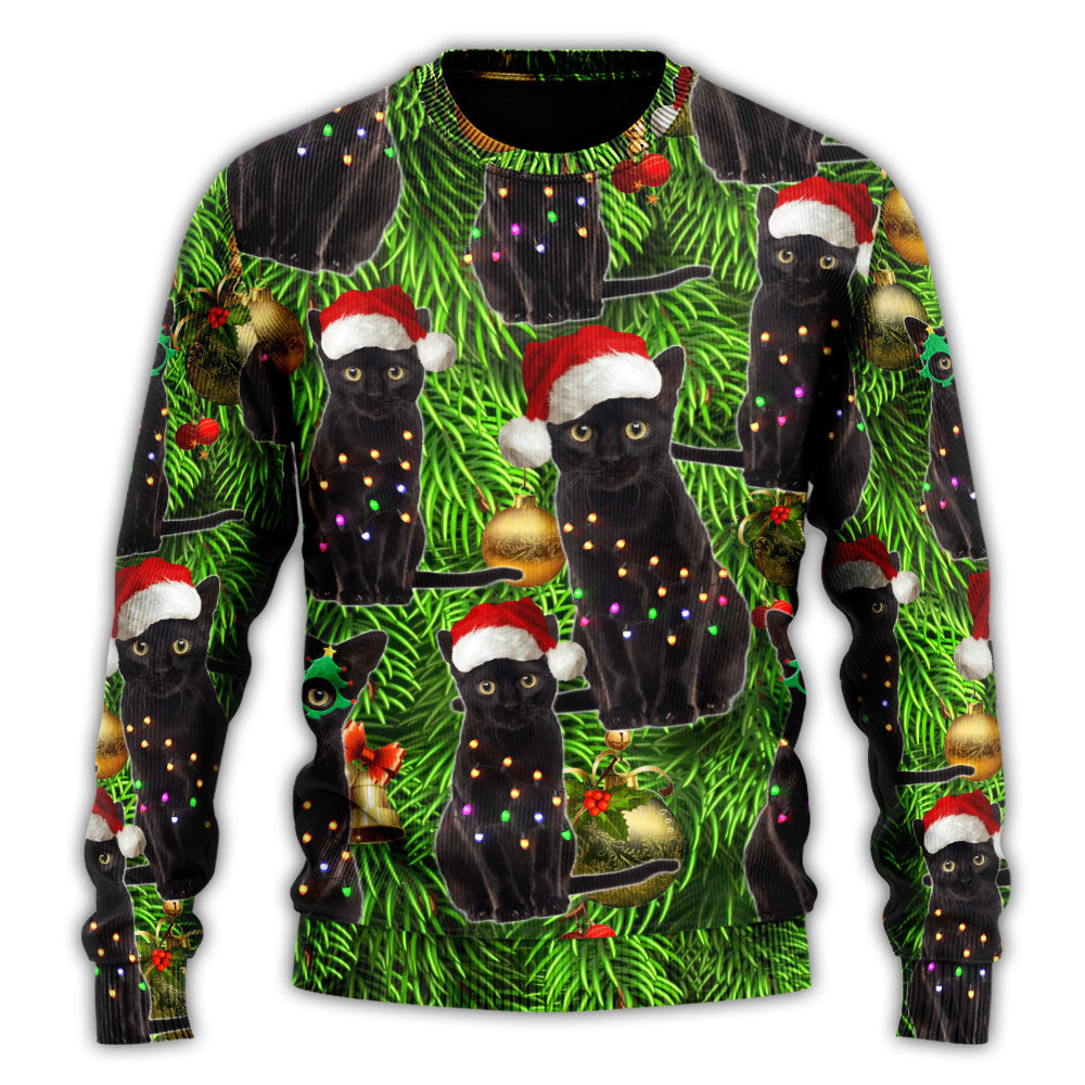 Black Cat Christmas Merry Xmas Sweater For Festive Family Events Casual Wear And Holiday Gift Giving