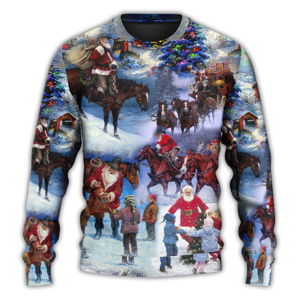 Christmas Santa Cowboy Children Sweater For Festive Events Weekend Outings And Comfortable Winter Style