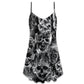 Skull Smoke Dark Life Theme V-Neck Sleeveless Cami Dress For Festivals Travel And Relaxed Casual Summer Wear
