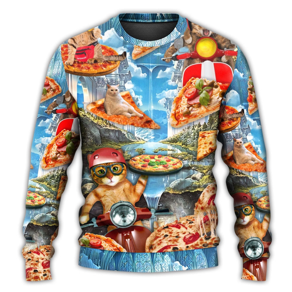 Funny Cat Pizza Sweater For Nature Inspired Fashion Events And Relaxed Everyday Comfort