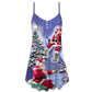 Santa Night Story Holiday V-Neck Sleeveless Cami Dress For Summer Vacations Festivals And Casual Everyday Wear