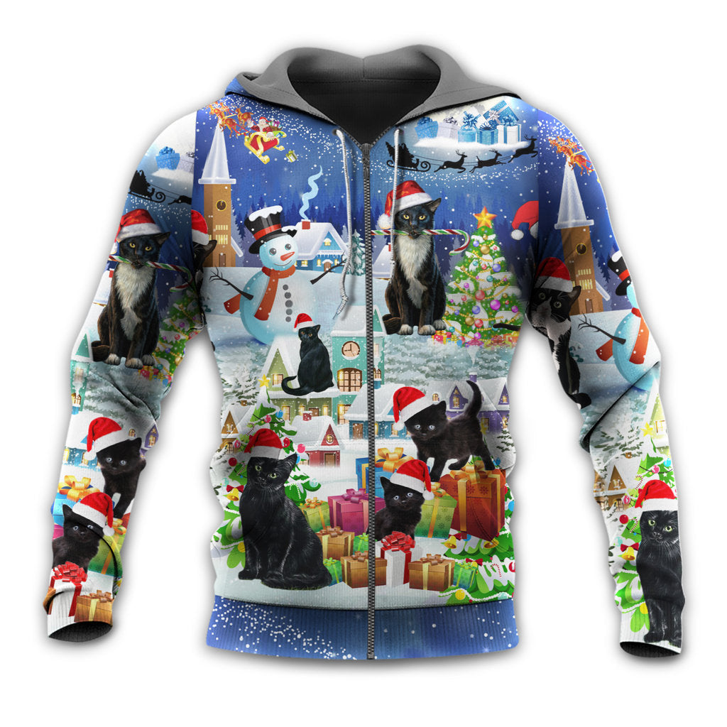 Black Christmas Cat Catmas Hoodie For Festive Days Casual Adventures And Thoughtful Seasonal Gifting