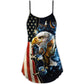 Galaxy Eagle Wildlife V-Neck Sleeveless Cami Dress For Summer Vacations Festivals And Casual Everyday Wear