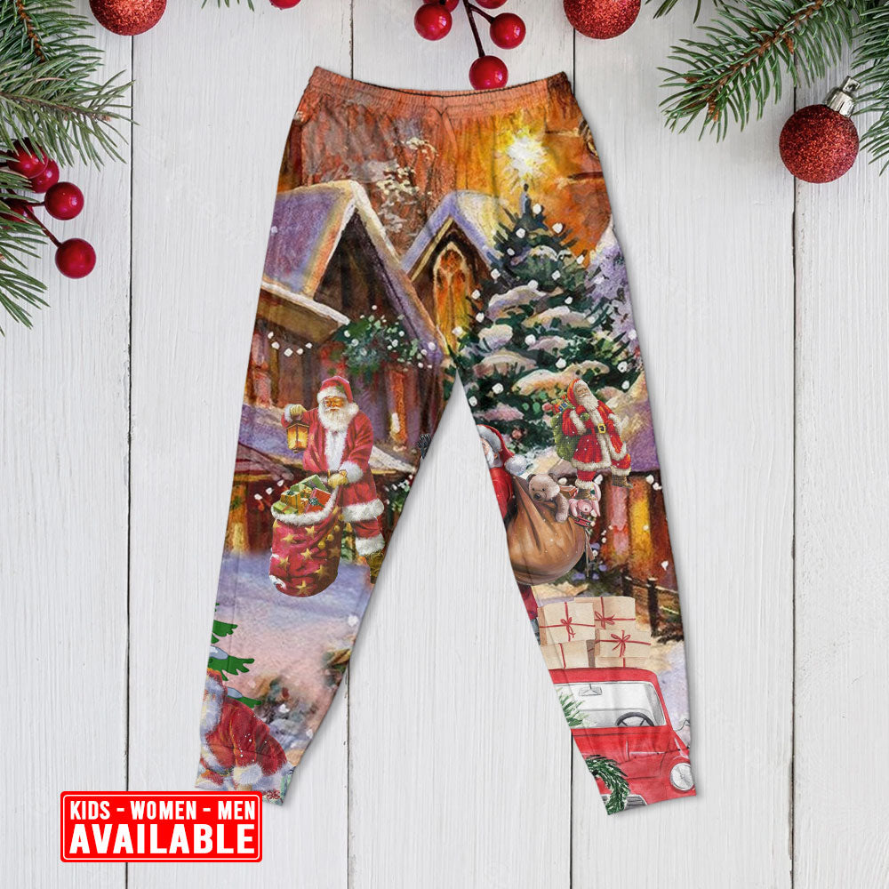 Santa Christmas Gift Delivery Long Sleeve Pajamas Set For Winter Nights And Thoughtful Gifting