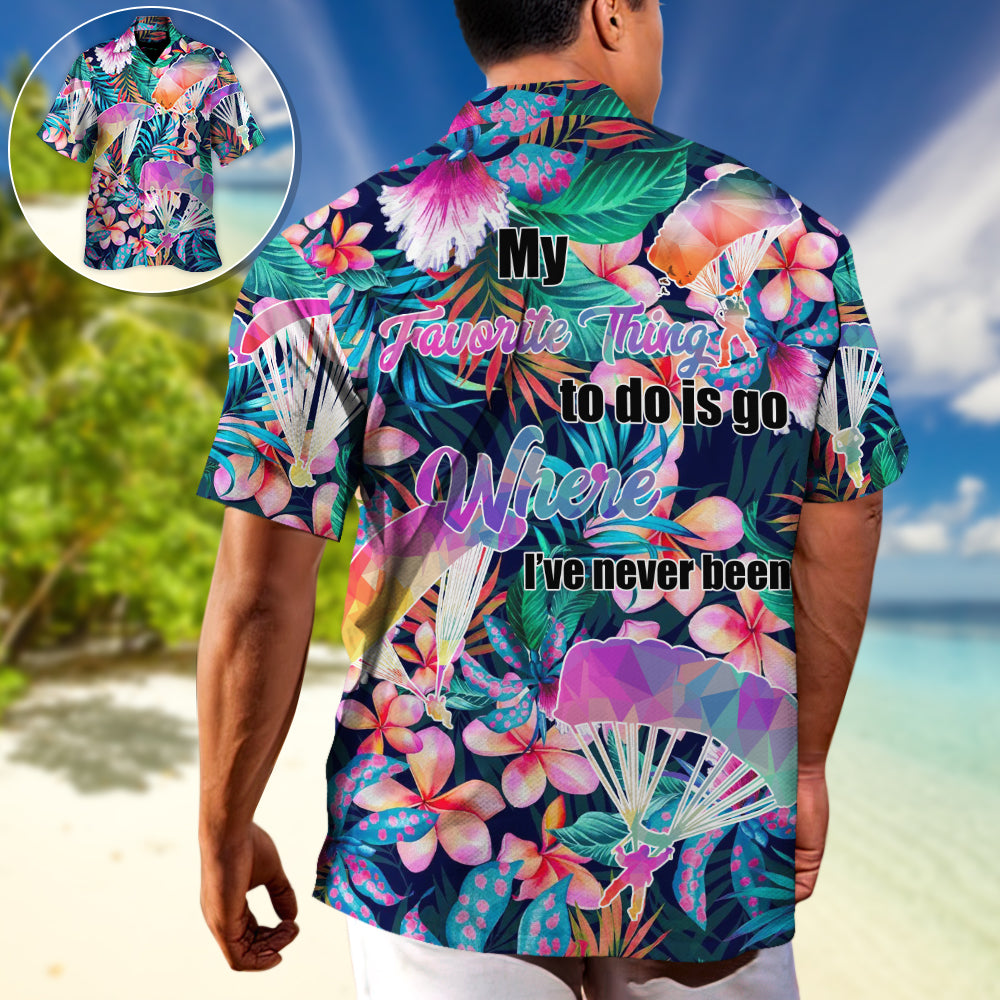 Parasailing Adventure Graphic Hawaiian Shirt For Island Vacations, Resort Wear, And Relaxed Seasonal Style