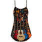Guitar Lover Happy Life Music V-Neck Sleeveless Cami Dress For Festivals Travel And Relaxed Casual Summer Wear