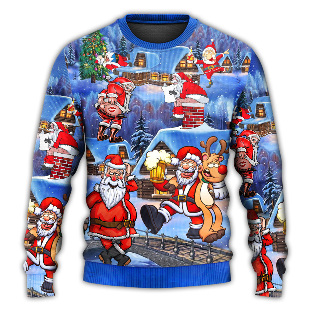 Christmas Santa Drunk Beer Troll Cheerful Sweater For Winter Parties Seasonal Adventures And Relaxed Everyday Styling