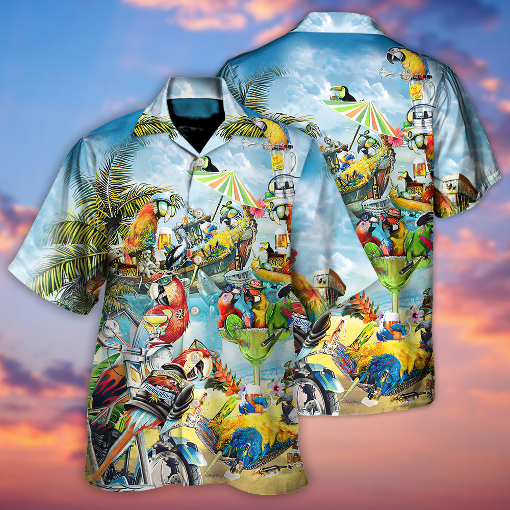 Tropical Parrot Cocktail Vibes Hawaiian Shirt For Poolside Relaxation And Sunny Getaways
