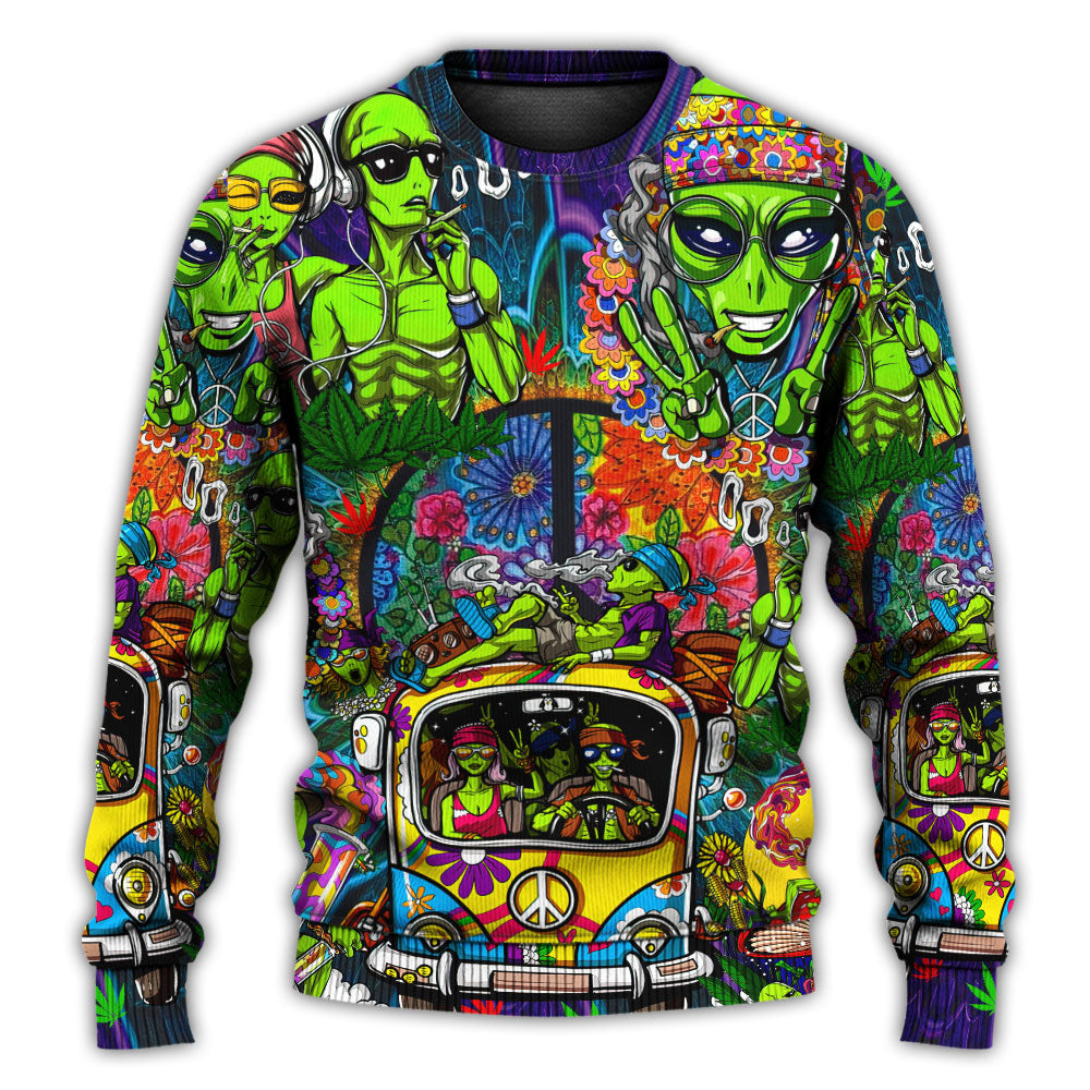 Hippie Space Alien Cosmic Sweater For Psychedelic Art Fans Outdoor Events And Distinctive Gifts