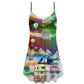 Camping Night Christmas Adventure V-Neck Sleeveless Cami Dress For Summer Events And Comfortable Everyday Style