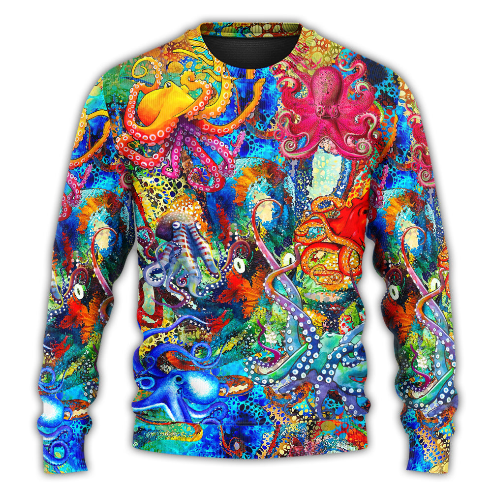 Octopus Colorful Sweater For Vacations Travel And Casual Everyday Wear