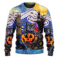 Halloween Black Cat Starry Night Sweater For Fantasy Fans Casual Outings And Weekend Adventures
