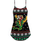 Christmas Santa And Dragon V-Neck Sleeveless Cami Dress For Vacations And Casual Warm Weather Wear
