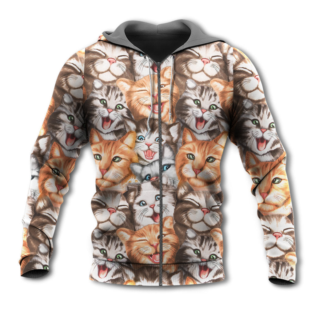 Cute Funny Happy Cat Life Hoodie For Animal Enthusiasts Outdoor Activities And Daily Wear