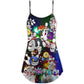 Christmas Bowling Split Neon Lights V-Neck Sleeveless Cami Dress For Festive Events And Casual Summer Styling