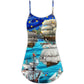 Sailing Love Ocean Sky Christmas V-Neck Sleeveless Cami Dress For Summer Events And Comfortable Everyday Style