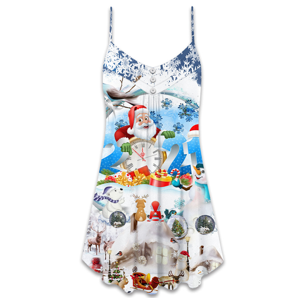 Christmas Sparkling New Year V-Neck Sleeveless Cami Dress For Festive Events And Casual Summer Styling