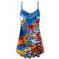 Christmas Dragon Family Love V-Neck Sleeveless Cami Dress For Festive Events And Casual Summer Styling