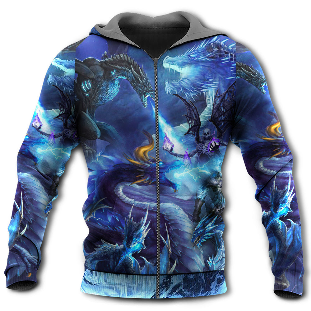 Blue Dragon Skull Lightning Hoodie For Gothic Art Lovers Daily Wear And Weekend Adventures