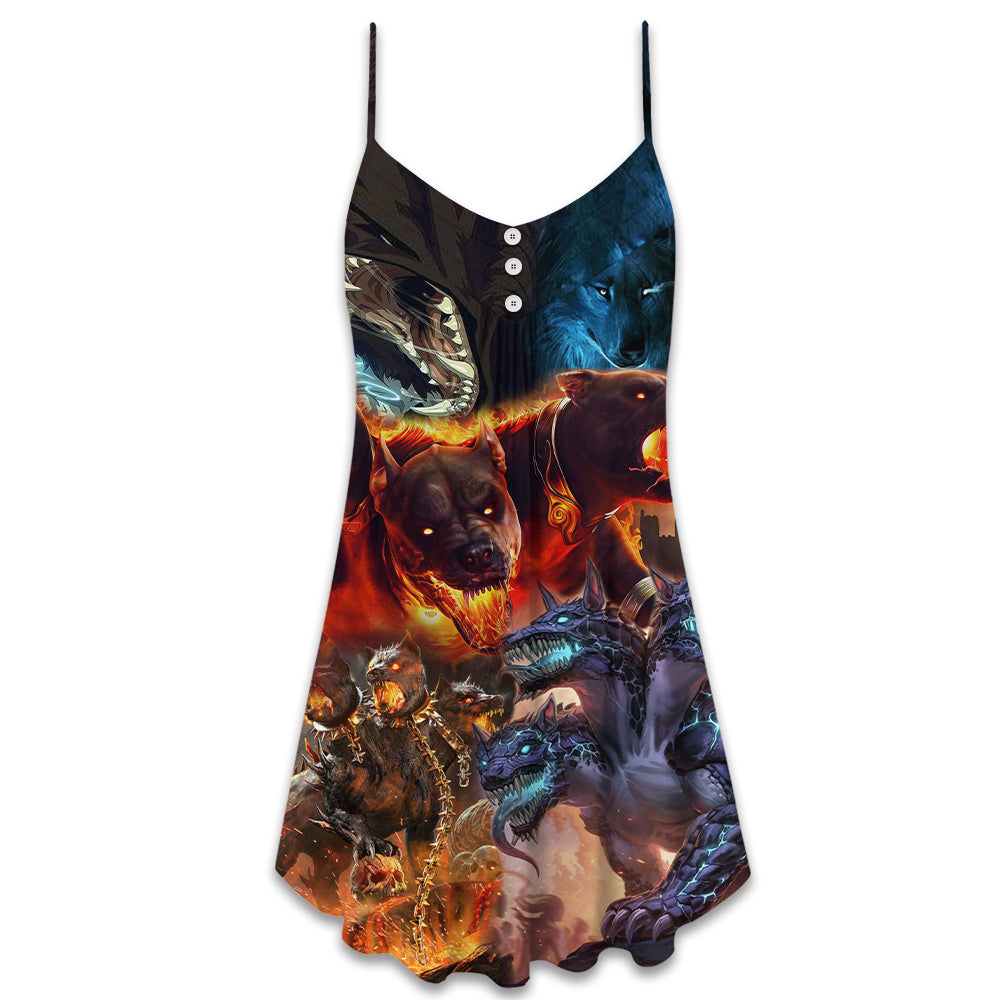 Cute Dog Cartoon Winter Style V-Neck Sleeveless Cami Dress For Festivals Travel And Relaxed Casual Summer Wear