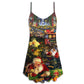 Santa Toy Train Factory Christmas V-Neck Sleeveless Cami Dress For Summer Events And Comfortable Everyday Style