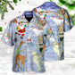 Christmas Holiday Ice Hawaiian Shirt Collar And Front View For Casual Outings