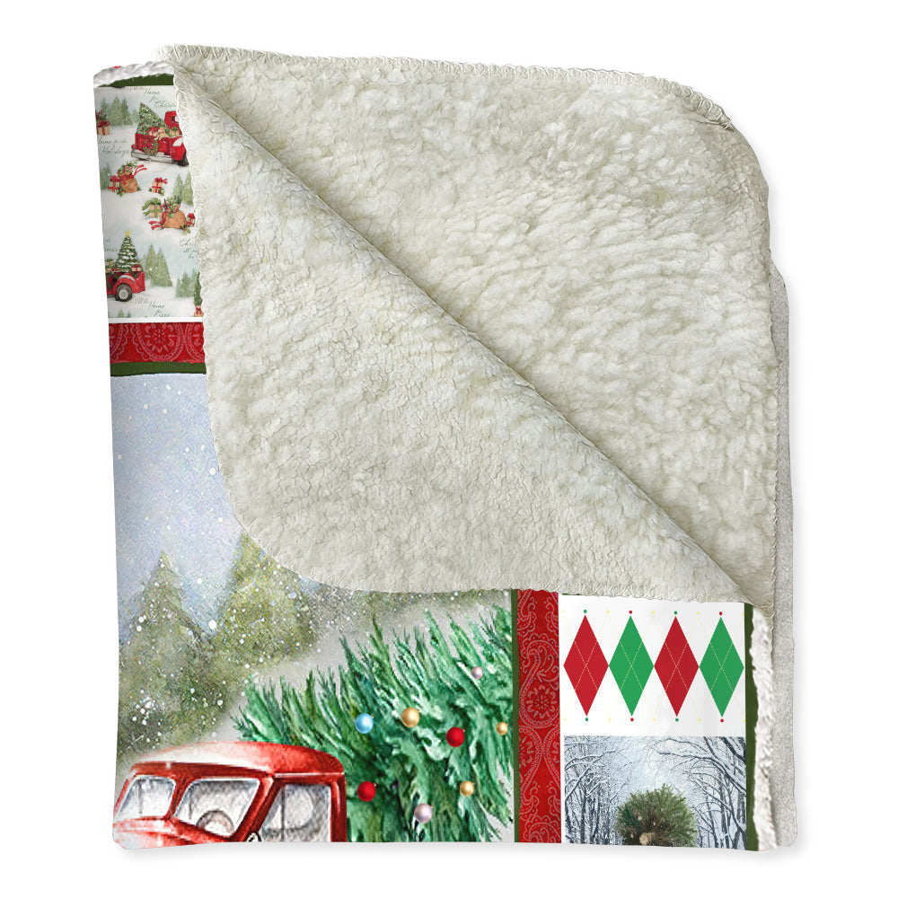 Cardinal Red Truck Christmas Flannel Blanket For Cozy Bedroom Sofa Decor