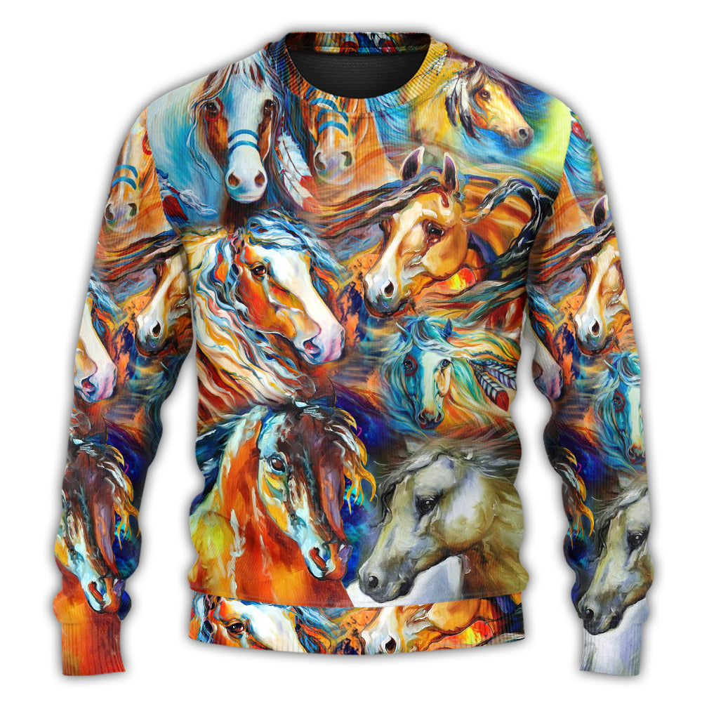 Colorful Horse Face Sweater For Casual Wear Travel Parties And Comfortable Seasonal Style