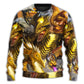 Golden Dragon Skull Fantasy Sweater For Alternative Outfits Seasonal Events And Everyday Comfort
