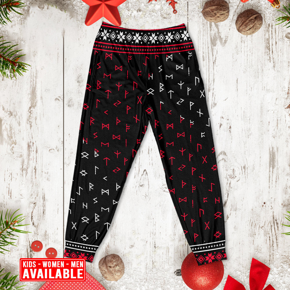 Retro Nordic Santa Christmas Long Sleeve Pajamas Set For Holiday Bedtime And Cozy Home Wear